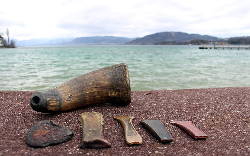 Prehistoric-style tools at the Attersee