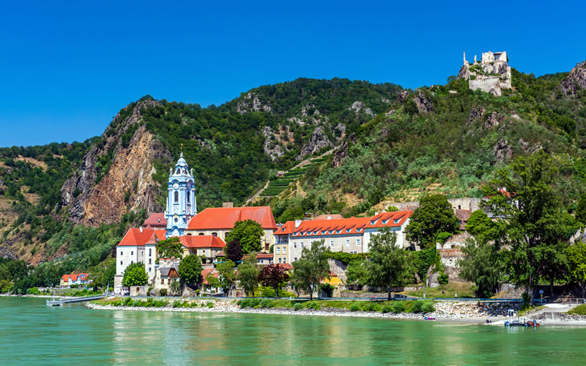 The town of Dürnstein on the Danube river