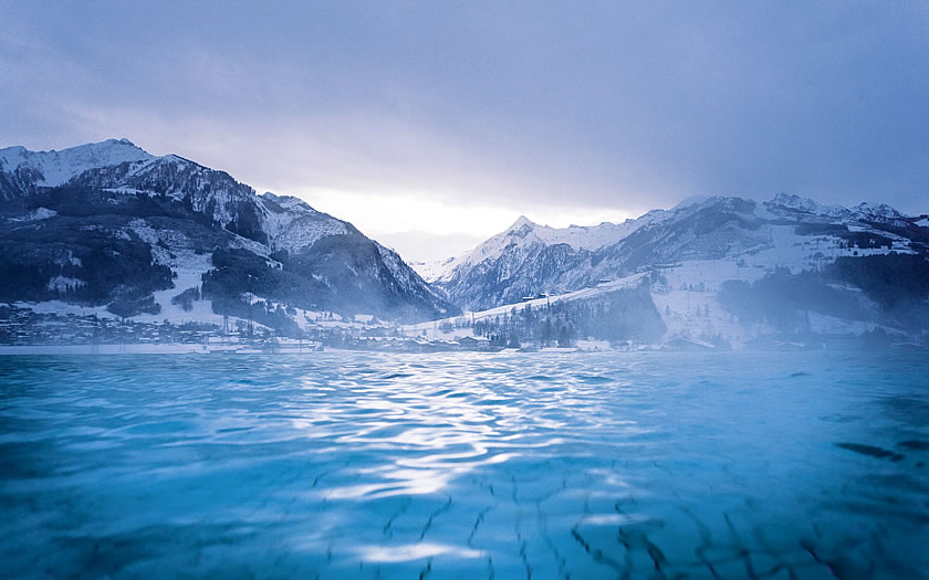 Swimming with a glacier view
