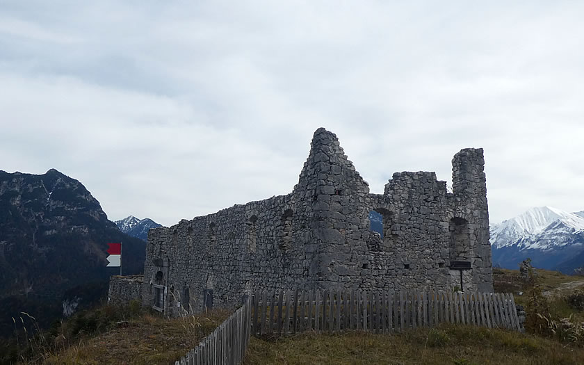 The ruins of the Schlosskopf fort above Ehrenberg Castle near Reutte