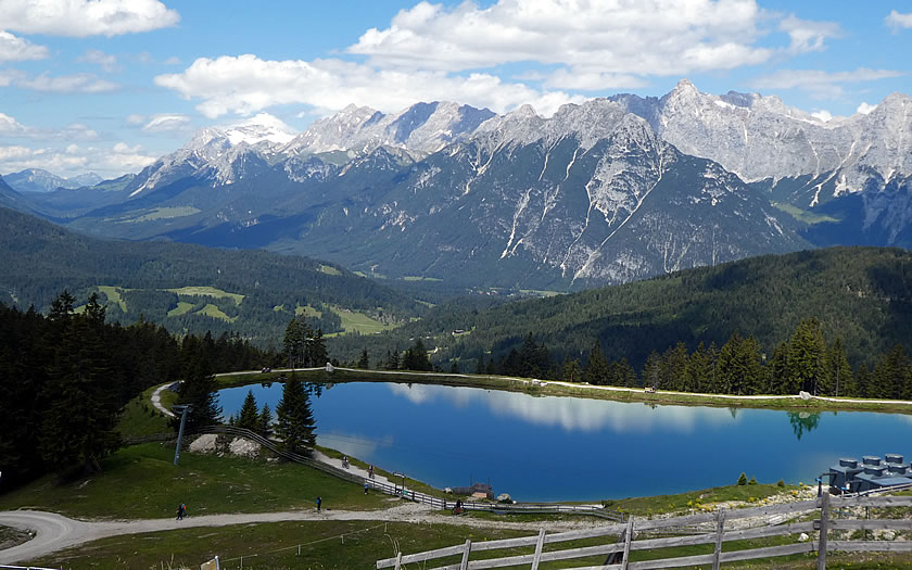 Looking towards the Zugspitze from the Rosshütte in Seefeld