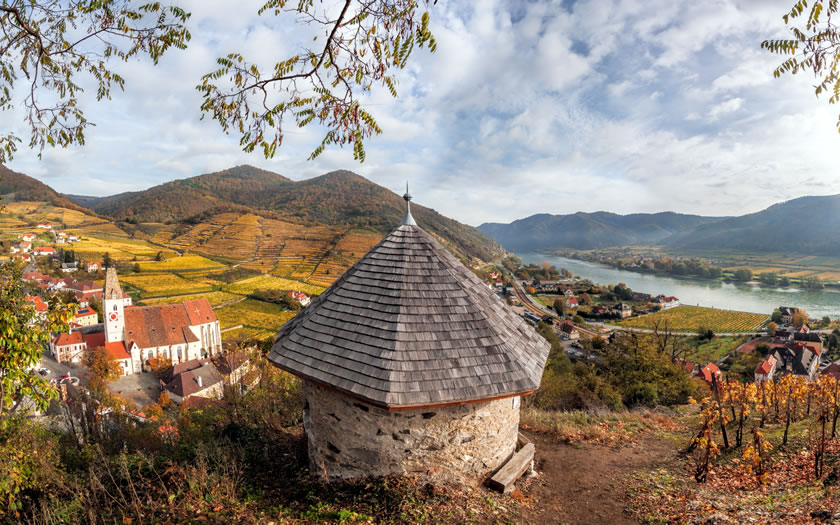 View over the village of Spitz in the Wachau valley